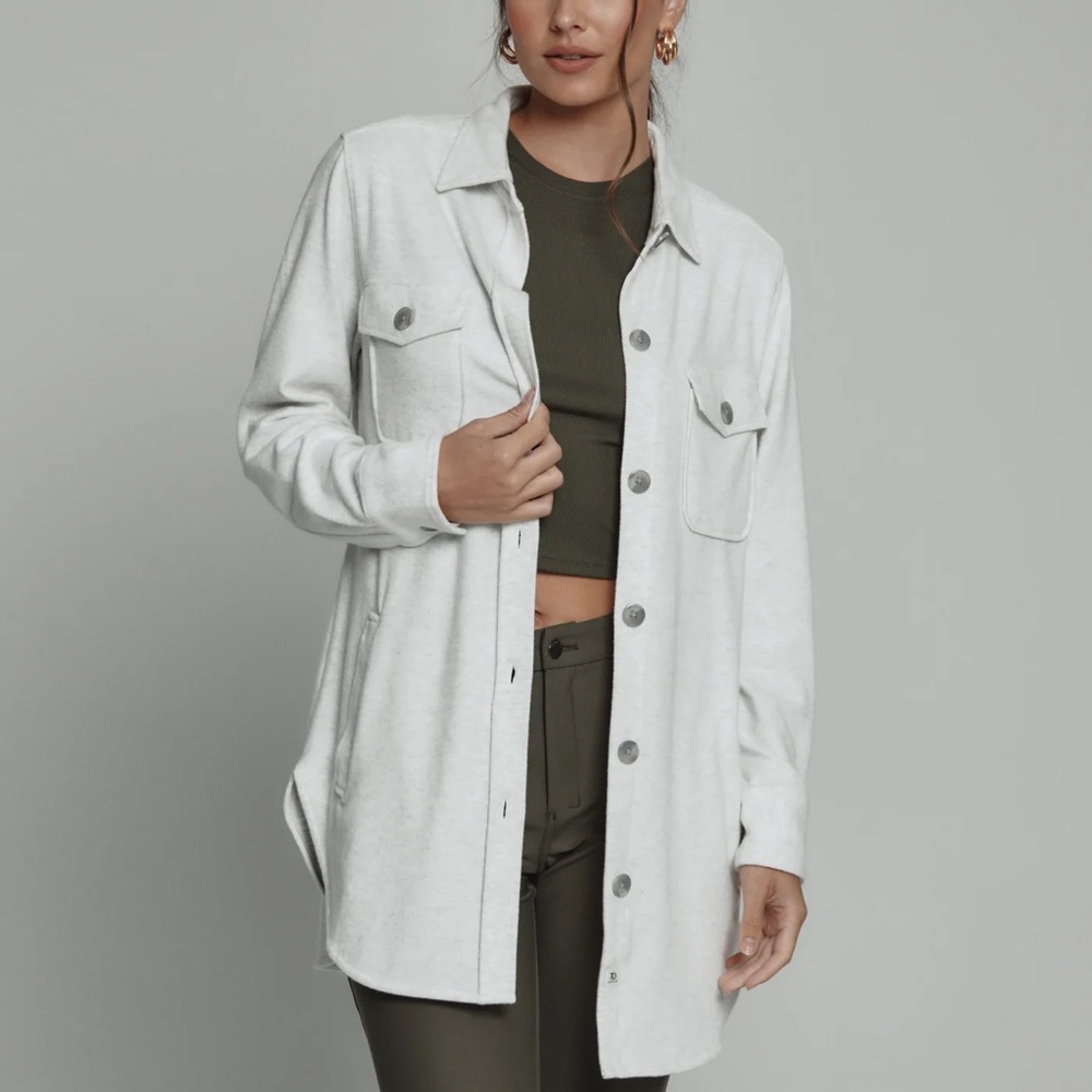 Light Gray Button-Up Generation Shacket